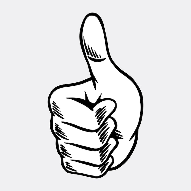 Thumbs up outline sticker overlay vector