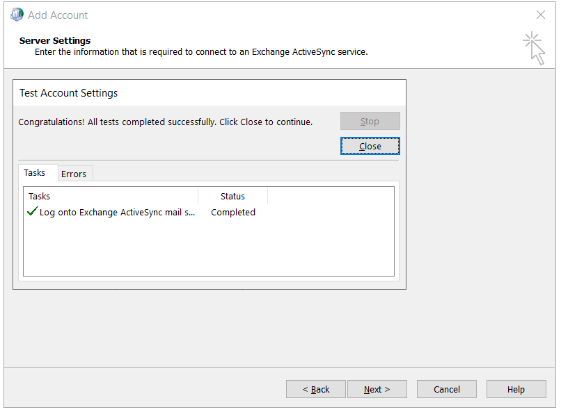 Mailsafi ActiveSync configuration