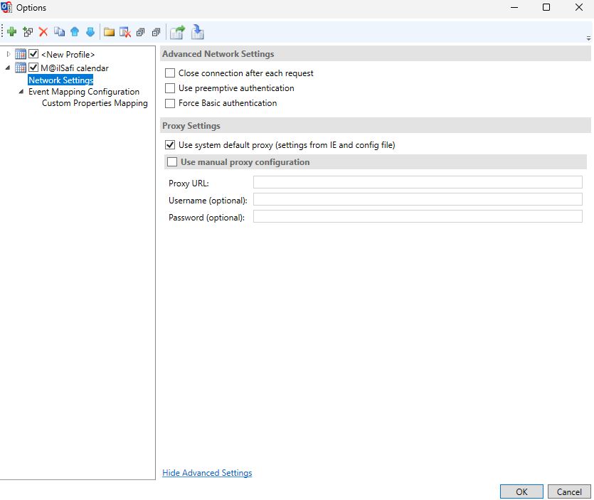 Calendar Advanced Options