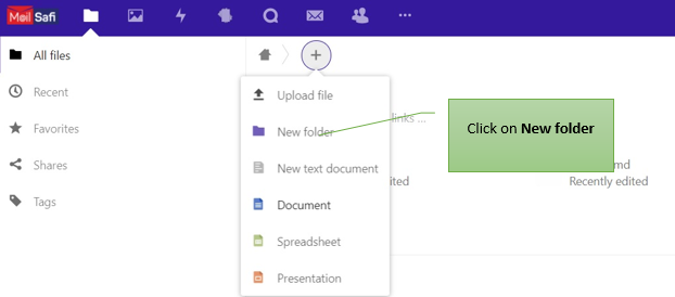 MailSafi create new folder | Collaboration