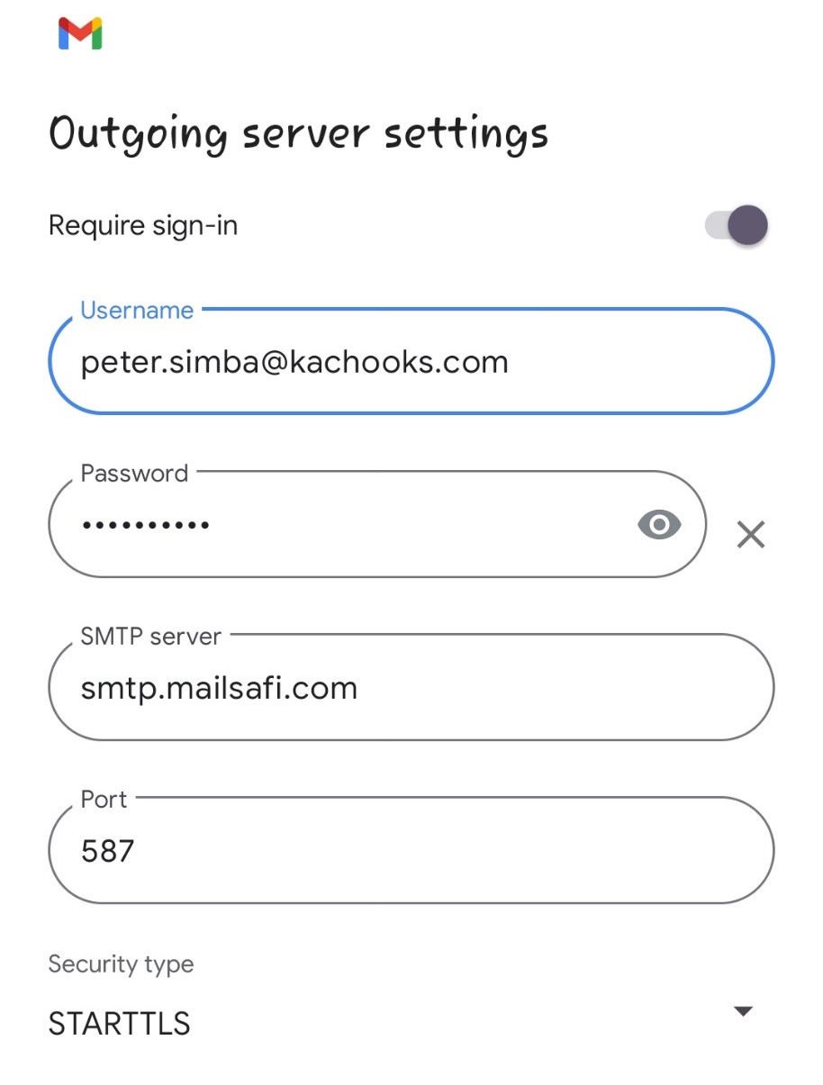 Mailsafi Gmail configuration