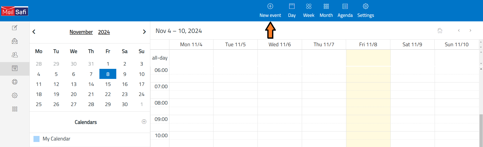 MailSafi choose calendar to synchronize