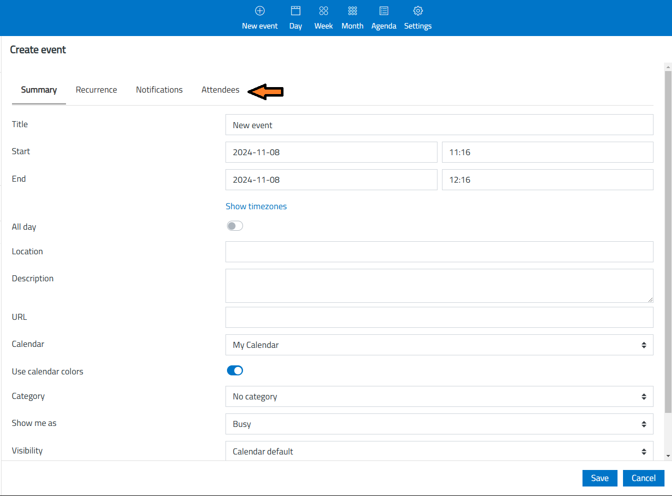 MailSafi choose calendar to synchronize