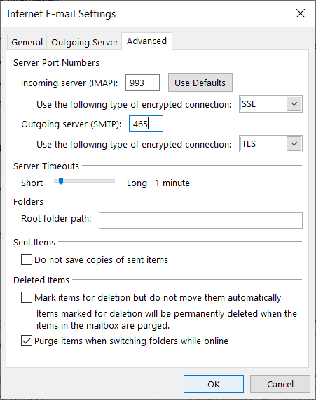 Mailsafi outlook for desktop mail server ports